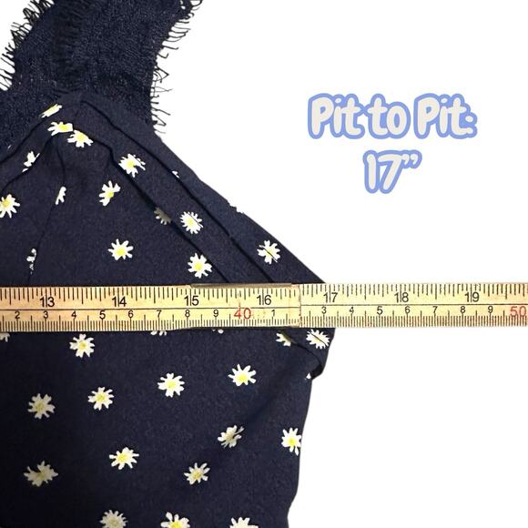 Altar’d State Navy Blue Floral Daisy Babydoll Mini Dress Women’s L Sleeveless - Picture 6 of 8